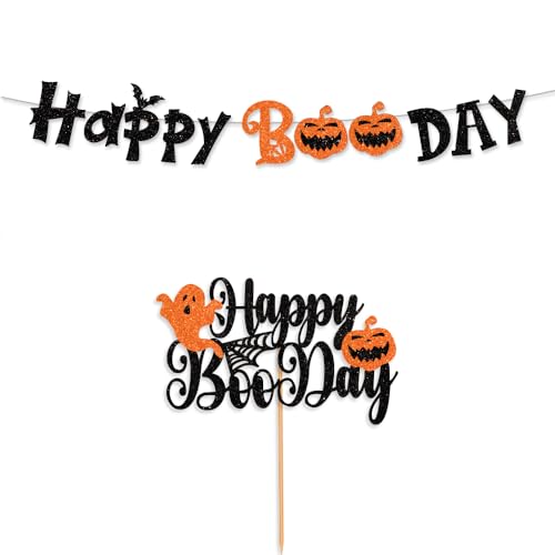 Vorbespannte glitzernde schwarze Happy Boo Day Dekorationen Banner Kuchen Topper Halloween Geburtstag Party Girlande für Halloween Geburtstag Happy Boo Day Supplies NO DIY Vorbespannte glitzernde schwarze Happy Boo Day Dekorationen Banner Kuchen Topper Halloween Geburtstag Party Girlande für Halloween Geburtstag Happy Boo Day Supplies NO DIY von FHGG