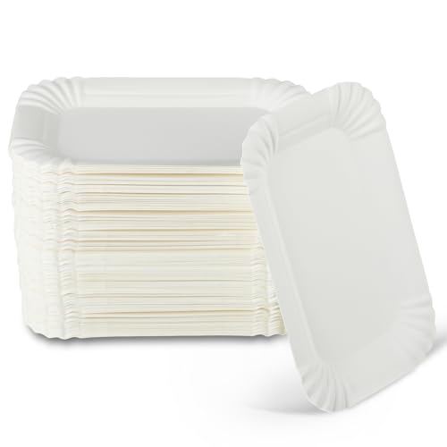 FHISKUNYU Weiße Papierteller, umweltfreundliches Partygeschirr, Geschirr, quadratische Pappteller - 10x16 Zentimeter, Packung mit 200 Stück, weiße Pappteller für Kuchen. FHISKUNYU Weiße Papierteller, umweltfreundliches Partygeschirr, Geschirr, quadratische Pappteller - 10x16 Zentimeter, Packung mit 200 Stück, weiße Pappteller für Kuchen. von FHISKUNYU