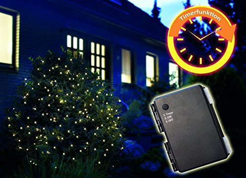Batteriebetriebenes Lichternetz mit 200 warmweißen LEDs, 3 x 3 Meter von FHS
