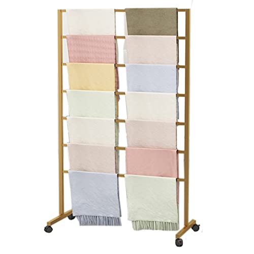 FHSLKXIM Mobiler Mehrzweck-Präsentationsständer Für Schals/Jeans/Geschenkpapier/Tücher, Bodenstehender, Großvolumiger, Mehrschichtiger Aufbewahrungsorganisator Mit Rädern, Gold, Länge 120 cm FHSLKXIM Mobiler Mehrzweck-Präsentationsständer Für Schals/Jeans/Geschenkpapier/Tücher, Bodenstehender, Großvolumiger, Mehrschichtiger Aufbewahrungsorganisator Mit Rädern, Gold, Länge 120 cm von FHSLKXIM