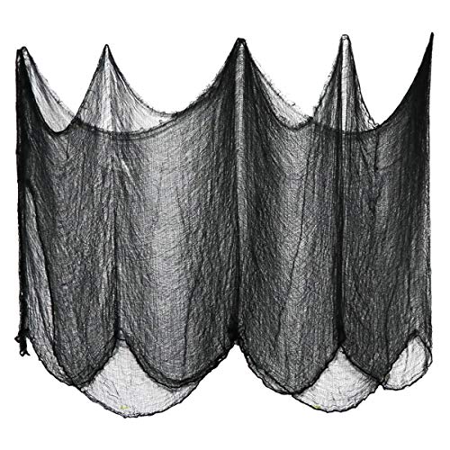 FHzytg Halloween Deko Halloween Netz 6 x 1,2m, Deko Halloween Schwarzer Stoff Halloween Stoff Schwarz Meterware Schwarzer Stoff Meterware Netzstoff Schwarz Schwarzer Stoff Dekostoff Schwarzes Tuch von FHzytg