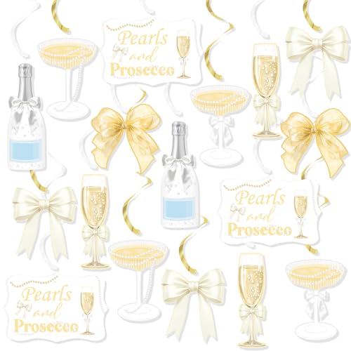 Perlen und Prosecco Brautdusche Dekorationen, Schleife Champagner Perle Party Hängende Wirbel Decke Luftschlangen für Mädchen Frauen Schleifen & Perlen Hochzeit Bachelorette Verlobung Bride to Be Perlen und Prosecco Brautdusche Dekorationen, Schleife Champagner Perle Party Hängende Wirbel Decke Luftschlangen für Mädchen Frauen Schleifen & Perlen Hochzeit Bachelorette Verlobung Bride to Be von FHzytg