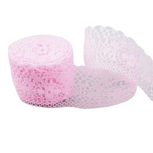FIBOUND Vintage-Spitzenbänder, Spitzenborten, Vintage Stretch-Blumenmuster Spitzenbordüre, Spitzenbesatz Breit zum Basteln, Nähen, Geschenkverpackungen, Brauthochzeitsdekorationen (10m Rosa) von FIBOUND