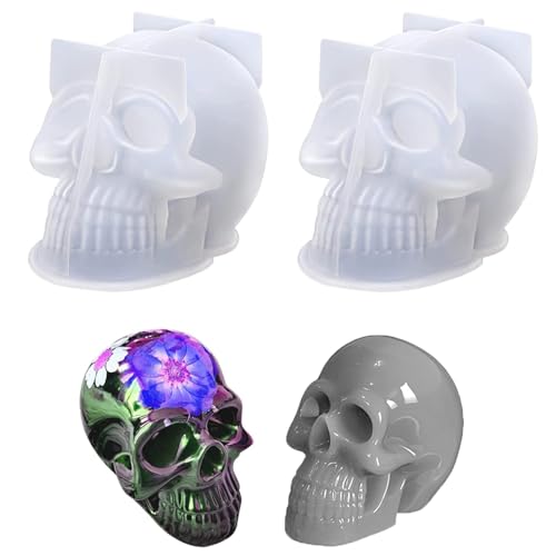 2 Stück Halloween Schädel Silikonform, Totenkopf Form Kerzenformen, Totenkopf Epoxidharz Formen, Totenkopf-Harzformen, für Halloween-Party, Herstellung von Aromatherapie, Kerzen 2 Stück Halloween Schädel Silikonform, Totenkopf Form Kerzenformen, Totenkopf Epoxidharz Formen, Totenkopf-Harzformen, für Halloween-Party, Herstellung von Aromatherapie, Kerzen von FIBOUND
