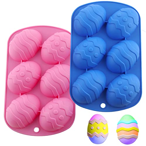 2 Stücke Ostern Silikonform, 6 Gitter 3D Silikonform für Schokolade, für Schokolade Süßigkeiten Badebombe Osterdeko, Seife Backen, Kuchen, Heiße Schokolade Kakaobomben, DIY Rot und Blau von FIBOUND