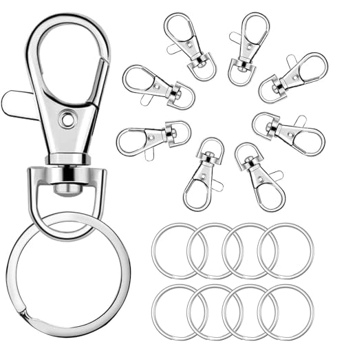 50-Piece set of Key Ring Clips, Lanyard Keychain Hooks, Key Chains, Key Rings, Swivel Lanyard Spring Hooks, Swivel Lanyard Snaps, for Jewelry Making, Lanyards, Keys, Charms, Crafts von FIBOUND