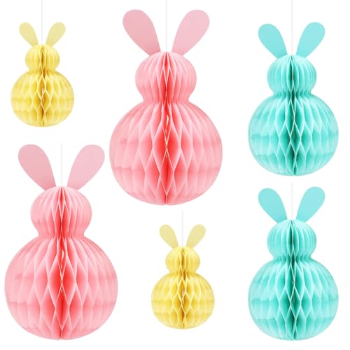 6 Stück Osterhasen Aufhängen Deko, Honeycomb Deko, Seidenpapier Wabenbälle Set, Papier Waben Dekoration, Oster-Dekoration, Dekoration für Oster-Partys, Osterhasen Anhänger 6 Stück Osterhasen Aufhängen Deko, Honeycomb Deko, Seidenpapier Wabenbälle Set, Papier Waben Dekoration, Oster-Dekoration, Dekoration für Oster-Partys, Osterhasen Anhänger von FIBOUND