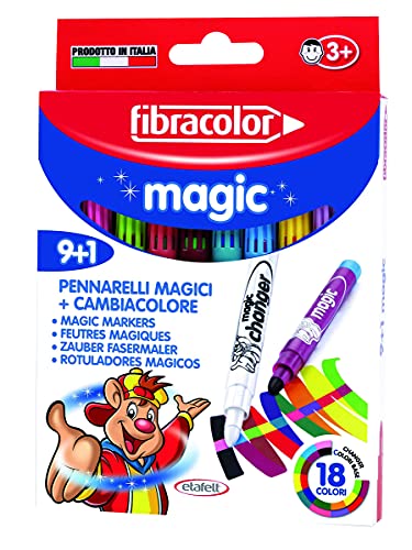 FIBRACOLOR Magic Filzstifte mit magischer Tinte, grobe Spitze + 1 Farbwechsel-Marker von FIBRACOLOR