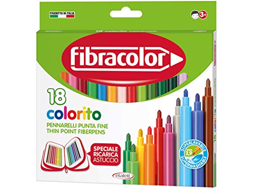 FIBRACOLOR Colorito Packung 18 Filzstifte superabwaschbar von FIBRACOLOR