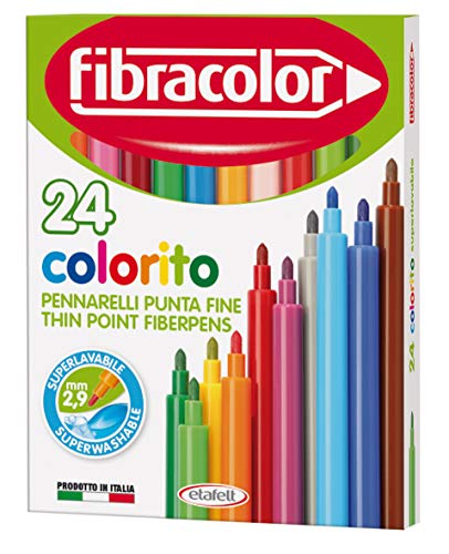 FIBRACOLOR Colorito Packung 24 Filzstifte, superabwaschbar von FIBRACOLOR