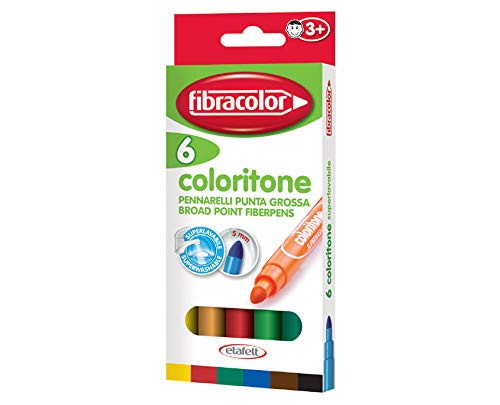 FIBRACOLOR Coloritone Packung mit 6 extra-waschbaren Filzstiften von FIBRACOLOR