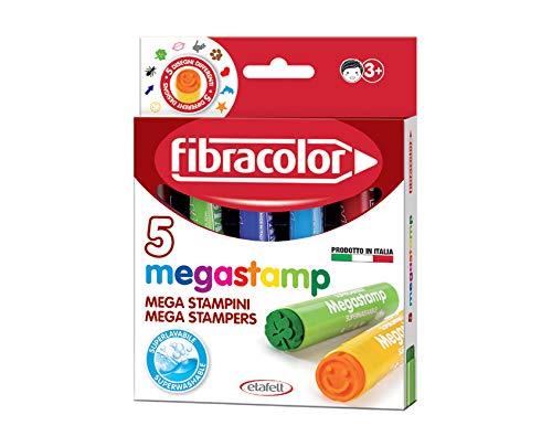 Fibracolor Megastamp Packung 5 Filzstifte Maxi sortiert superabwaschbar von FIBRACOLOR