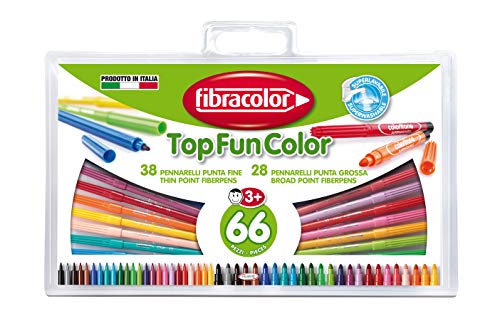 FIBRACOLOR Top Fun Color Koffer 66 teilig 38 Filzstifte, 28 Coloritone Filzstifte - Superabwaschbar von FIBRACOLOR