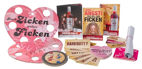 Party Dekopaket - Aufkleber, Bierdeckel, Poster, Aufsteller und Herzen von FICKEN Likör von FICKEN Liquors