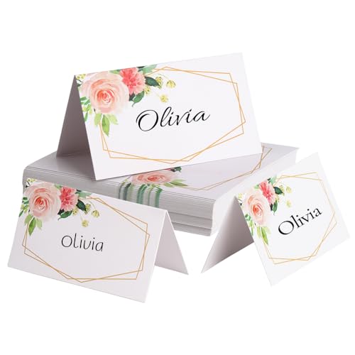 FIDHOW SEAT CARD 50 PIECES- 9x10cm, hohle Schmetterling und Aquarell Blumenmodelle, geeignet für Hochzeit, Bankett, Tischdekoration liefert(Aquarell Blume) von FIDHOW