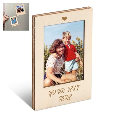 FIDWALL Personalisiert & Individuell Gestaltbar,Mini Bilderrahmen,Magnetrahmen für Kühlschrank,Custom Photo und Text,Holz Material (Foto 2,1x3,4 Zoll) von FIDWALL