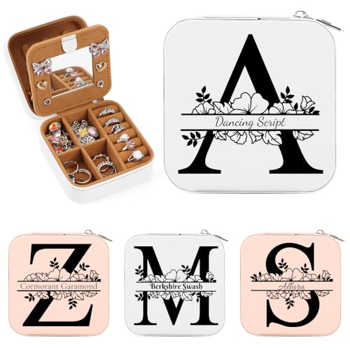 FIDWALL Personalisiertes Reise Schmuckkästchen mit Spiegel, Schmuckkästchen Mädchen, Schmuckschatulle mit Name & Buchstabe, Tragbare Aufbewahrung für Ringe, Ohrringe, Halsketten, für Frauen & Anlässe FIDWALL Personalisiertes Reise Schmuckkästchen mit Spiegel, Schmuckkästchen Mädchen, Schmuckschatulle mit Name & Buchstabe, Tragbare Aufbewahrung für Ringe, Ohrringe, Halsketten, für Frauen & Anlässe von FIDWALL