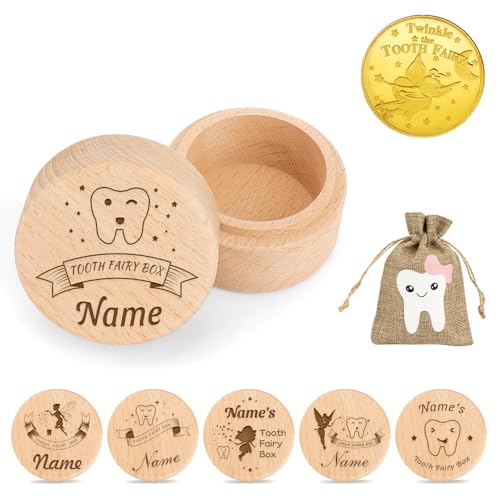 FIDWALL Zahnbox,Zahndose Milchzähne Mädchen mit Zahnfeetasche und Münze,Personalisiert,Speichert verlorene Zähne,Christening Geschenkv (Rosa) von FIDWALL
