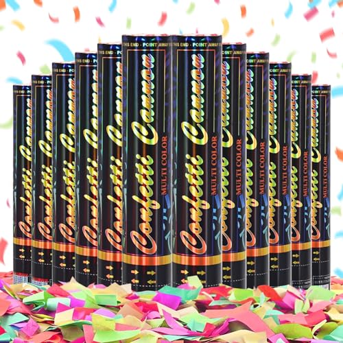 FIEKEICC Konfettikanone, mehrfarbig, 12 Stück, biologisch abbaubar, Konfetti-Popper, Party-Konfetti-Shooter, 30,5 cm, Konfetti-Popper für Hochzeit, Geburtstag, Abschlussfeier, Neujahrsfeier FIEKEICC Konfettikanone, mehrfarbig, 12 Stück, biologisch abbaubar, Konfetti-Popper, Party-Konfetti-Shooter, 30,5 cm, Konfetti-Popper für Hochzeit, Geburtstag, Abschlussfeier, Neujahrsfeier von FIEKEICC