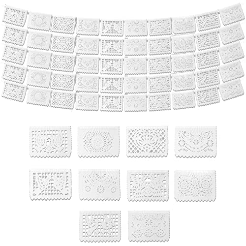FIESTA WRAPS - Weiße Mexikanische Papel Picado Banner (5 Stück, 10 Designs pro Banner) für Partys und Hochzeiten von FIESTA WRAPS