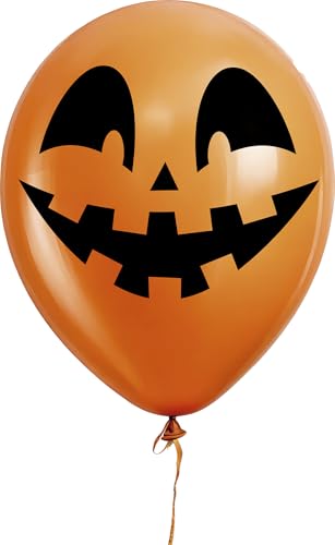 FIESTAS GUIRCA | 10 Kürbis-Gesicht Luftballons (30 cm) - Halloween-Dekoration und Kostümparty - Ideal für Feiern und Themen-Events - Orange und Schwarz von FIESTAS GUIRCA