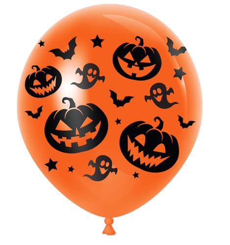 FIESTAS GUIRCA | 10 Kürbis Luftballons (30 cm) - Halloween Dekoration und Kostümpartys - Ideal für Geister-, Fledermaus- und Themenveranstaltungen - Orange von FIESTAS GUIRCA