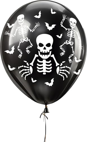 FIESTAS GUIRCA | 10 Skelett Luftballons (30 cm) - Halloween Dekoration und Kostümparty Deko - Ideal für Geisterfeiern und Themen-Events - Schwarz von FIESTAS GUIRCA