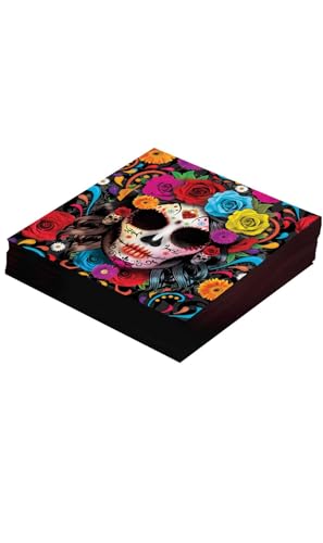 FIESTAS GUIRCA 12 Papierservietten, Catrina, Skelett, 33 cm, Schwarz von FIESTAS GUIRCA