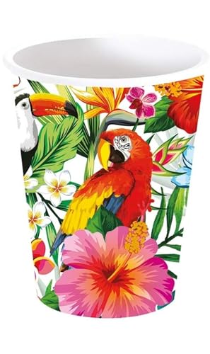 FIESTAS GUIRCA | 6 Pappbecher Hawaii (240 ml) (9 cm) - Tischdekoration für Hawaii-Partys und Graduierungen - Ideal für Sommerfeiern und tropische Events - Bunt von FIESTAS GUIRCA