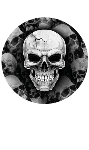 FIESTAS GUIRCA | 6 Totenkopf Pappteller (23 cm) - Tischdekoration für gruselige Halloween-Partys - Ideal für Horror-Events - Grau von FIESTAS GUIRCA