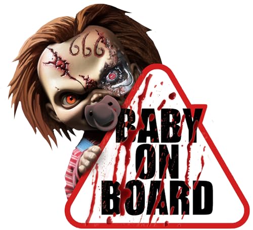 FIESTAS GUIRCA | Baby on Board Aufkleber (20x20 cm) - Gruselige Wand-, Tür- und Fensterdekoration für Halloween und Kostümpartys - Sticker ideal zur Dekoration von Horrorautos - Weiß von FIESTAS GUIRCA