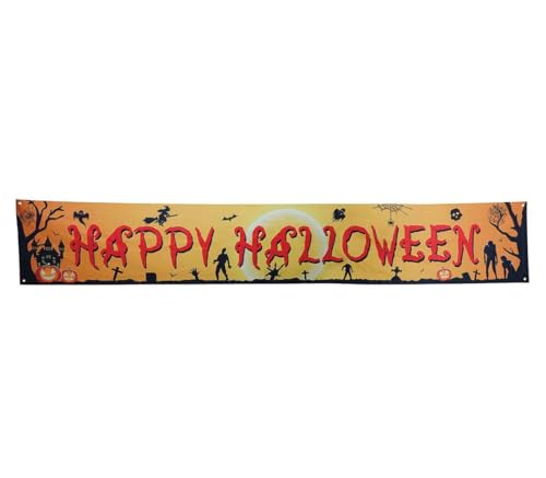 FIESTAS GUIRCA | Banner Happy Halloween Stoff (290x50 cm) - Partydekoration für Halloween und Feiern - Ideales Zubehör für gruselige Partys - Orange von FIESTAS GUIRCA