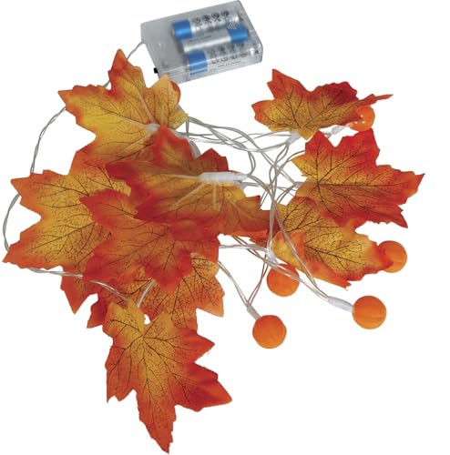 FIESTAS GUIRCA | Elektrische Girlande 20 LEDs Kürbisblätter (315 cm) - Halloween Dekoration und Beleuchtung für Partys - Ideal für festliche Anlässe und besondere Gelegenheiten - Orange von FIESTAS GUIRCA