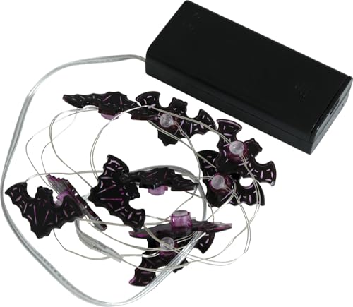 FIESTAS GUIRCA | Fledermaus Lichterkette mit 10 LEDs auf Batterien (120 cm) - Halloween- und Themenparty-Dekoration - Ideal für Beleuchtung und gruselige Atmosphären - Lila von FIESTAS GUIRCA