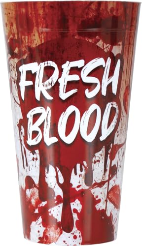FIESTAS GUIRCA | Fresh Blood Becher wiederverwendbar (9x16 cm) - Tischdekoration für Halloween und Kostümpartys - Ideal für Feiern und Events - Rot von FIESTAS GUIRCA