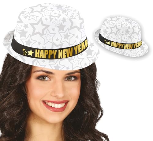 FIESTAS GUIRCA | Gangster Hut Happy New Year (Einheitsgröße) - Hut für Silvesterfeiern und Weihnachtsfeiern - Kostümzubehör für alle - Ideal für Weihnachten und Neujahr - Multicolor von FIESTAS GUIRCA