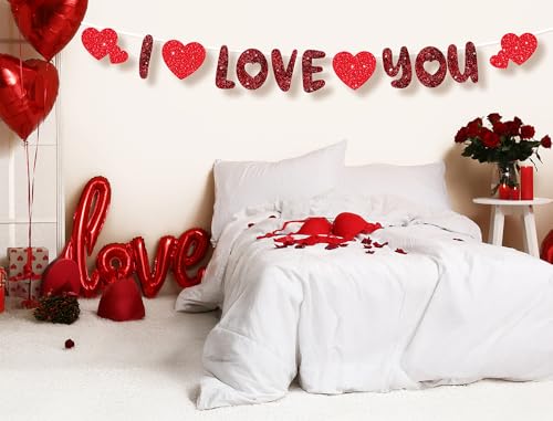 FIESTAS GUIRCA | Girlande I Love You (300 cm) - Romantische Dekoration für Partys und besondere Anlässe - Ideal für Jahrestage, Valentinstag und Hochzeiten - Rot von FIESTAS GUIRCA