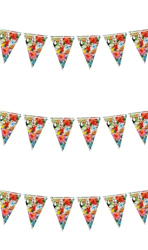 FIESTAS GUIRCA | Hawaii Wimpelgirlande (3m/19x27 cm) - Papierdekoration für Abschlussfeiern und Sommerpartys - Ideal für Hawaiianische Feiern und Strandthemen - Bunt von FIESTAS GUIRCA