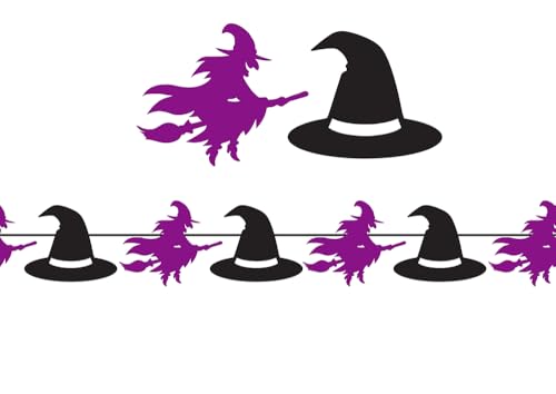 FIESTAS GUIRCA | Hexen Girlande (300 cm) - Halloween und Themenparty Dekoration - Ideal für Feiern und Events - Dekorationszubehör - Lila und Schwarz von FIESTAS GUIRCA