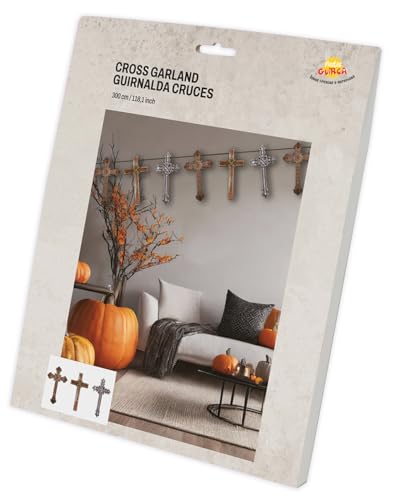 FIESTAS GUIRCA | Kreuze Girlande (274 cm) - Halloween- und Kostümfest-Dekoration - Ideal für Feiern und Events - Party Dekoration - Grau von FIESTAS GUIRCA
