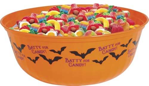 FIESTAS GUIRCA | Orange Schüssel mit Fledermäusen (27 cm) - Wiederverwendbare Tischdekoration für Halloween-Partys und Feiern - Ideal für Themen-Events und Gruselfeste - Orange von FIESTAS GUIRCA