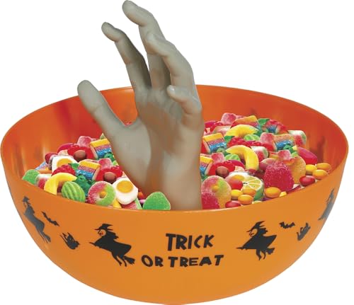 FIESTAS GUIRCA | Orange Schüssel mit Hand (25 cm) - Tischdekoration für Halloween-Partys und Feiern - Ideal für gruselige Umgebungen und Schreckensszenarien - Orange von FIESTAS GUIRCA