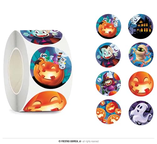 FIESTAS GUIRCA | Rolle mit 200 Halloween Aufklebern - Dekoration für Halloween und Kostümpartys - Ideal für Halloween und Themenfeiern - Bunt FIESTAS GUIRCA | Rolle mit 200 Halloween Aufklebern - Dekoration für Halloween und Kostümpartys - Ideal für Halloween und Themenfeiern - Bunt von FIESTAS GUIRCA