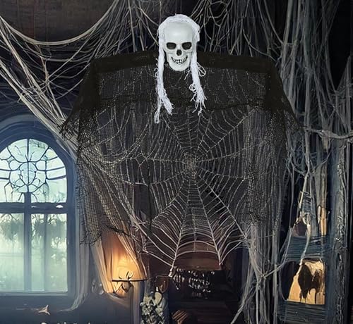 FIESTAS GUIRCA | Skelett Hängedekoration (24 cm) - Gruselige Halloween Dekoration zum Aufhängen für Partys oder im Spukhaus - Horror Skelett Hängefigur Schwarz von FIESTAS GUIRCA