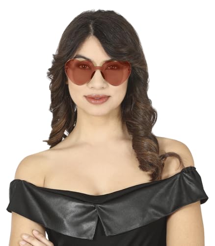 FIESTAS GUIRCA | Transparente rote Herzbrille (Einheitsgröße) - Hippie Kostümzubehör für Partys und Feiern - Ideal für Unisex Erwachsene an Karneval und Halloween - Rot von FIESTAS GUIRCA