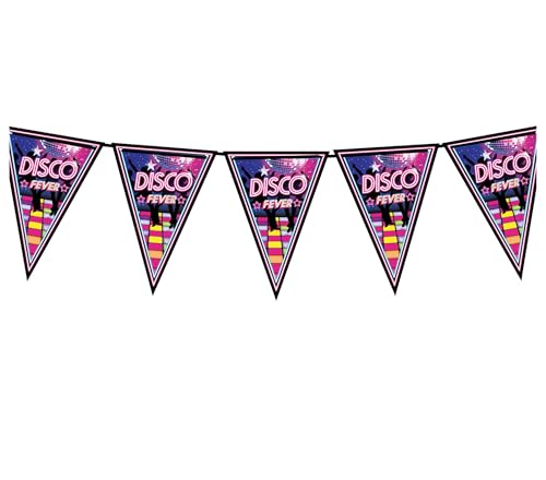 FIESTAS GUIRCA | Wimpel Girlande Disco Fever (3m/20x30 cm) - Papierdekoration für Abschlussfeiern - Ideal für Disco-Feiern und Themenpartys - Bunt von FIESTAS GUIRCA