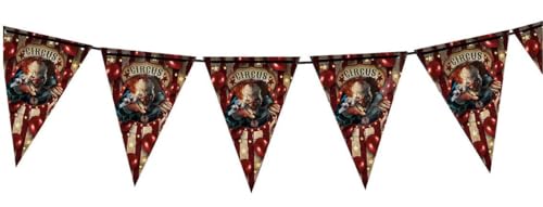 FIESTAS GUIRCA | Wimpelgirlande Horror Clown (3m/20x30 cm) - Papierdekoration für gruselige Halloween-Partys - Ideal für Schreckensfeiern - Bunt von FIESTAS GUIRCA
