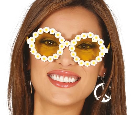 Guirca - Hippie Brille 60 Jahre 70er mit Gänseblümchen, Farbe Weiß, 17272 Guirca - Hippie Brille 60 Jahre 70er mit Gänseblümchen, Farbe Weiß, 17272 von FIESTAS GUIRCA