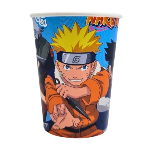 FIESTORA, Naruto Trinkbecher für Mottogeburtstage, Einwegbecher und robust, buntes Design für Feiern, 8 Stück von FIESTORA