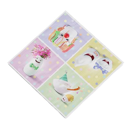 FIFTYEIGHT PRODUCTS/Cocktail - Servietten „Happy Happy“ (1 Päckchen á 20 Stück, Format offen: 25 cm x 25 cm, Weiß auf Rosa, Lila, Grün & Gelb-, 100% Made in Germany) von FIFTYEIGHT PRODUCTS